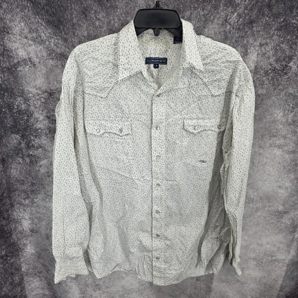 Roper Western Shirt Mens XL Pearl Snap Cowboy Rodeo Rancher Vaquero Sawtooth